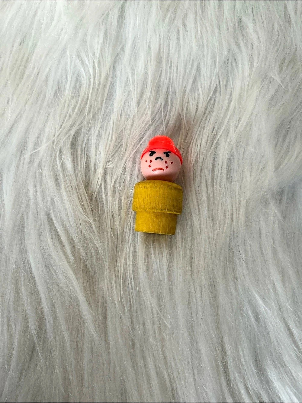 Fisher-Price Little People Boy Figure with Red Cap and Freckles Wooden Peg Doll